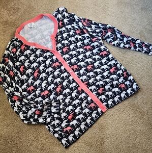 Pink, Navy, White Elephant Cardigan